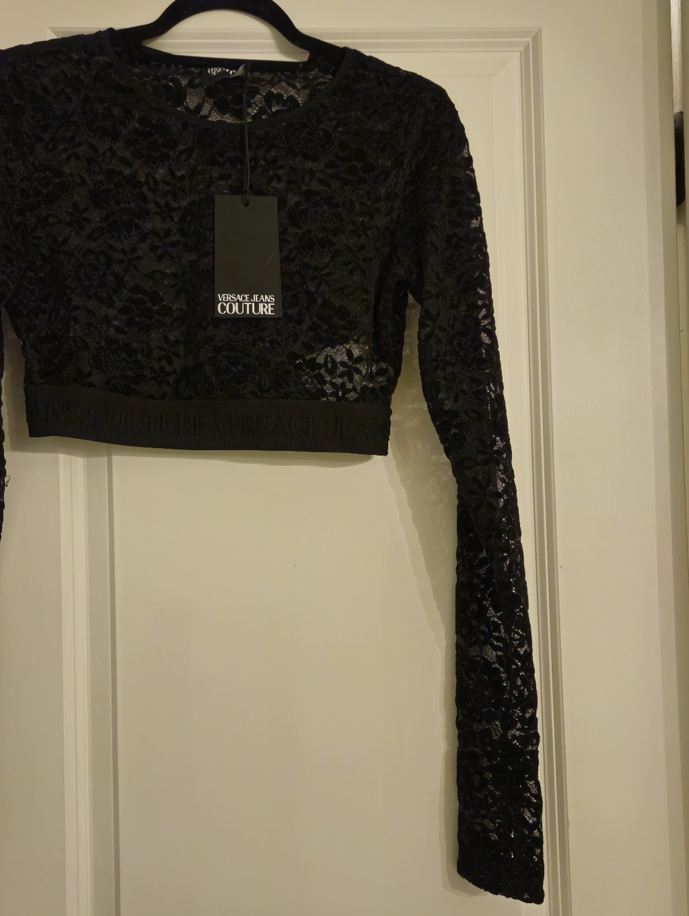Versace Jeans Couture Long Sleeved Floral-Lace Cenille Top, Pants Seperate - Picture 5 of 8